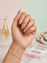 Rose Gold Cat-Eye Press-On Nails (24 Pcs) with Glue Stickers