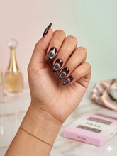 Wine Red Cat-Eye Press-On Nails (24 Pcs) with Glue Stickers
