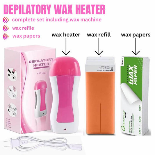 3 In 1 Complete Waxing Kit – Wax Heater, Refill & Wax Strips - Aarvana