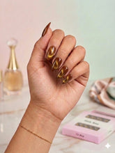 Caramel Gold Cat-Eye Press-On Nails (24Pcs) with Glue Stickers