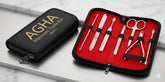Manicure kit, nail grooming set, professional manicure tools, pedicure kit, stainless steel nail tools.
Cuticle nippers, nail file, tweezers, manicure scissors, cuticle pusher.
Professional nail care, home manicure, travel grooming kit, portable nail set, precision grooming.
Durable stainless steel, premium grooming tools, travel-friendly case, salon-quality, matte black finish.