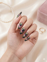 Cat Eye Press-On Nails – Black Glossy Fake Nails 12 pcs With 24 Nails Sticker