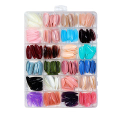 576 Pcs False Nails Tips Short Coffin & Almond French (With Free Nail Glue & Jelly Stickers)