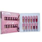 AS-ONE lip gloss set with pink packaging and multiple lip gloss shades on a white background