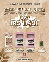 Complete Nail Deal – French Nails, Cat Eye Nails & Nail Glue (36 Nail Pcs)