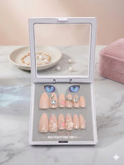Cat Eye Press-On Nails – Light Pink Fake Nails 12 pcs With 24 Nails Sticker