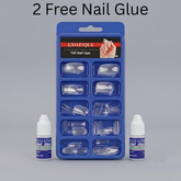 100 Pcs Original Look Transparent Nail Tips with 2 Free Nail Glues