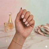 Light Pink French Nails with Black Tips – 12 Pcs Press-On Nails with 12 Glue Stickers