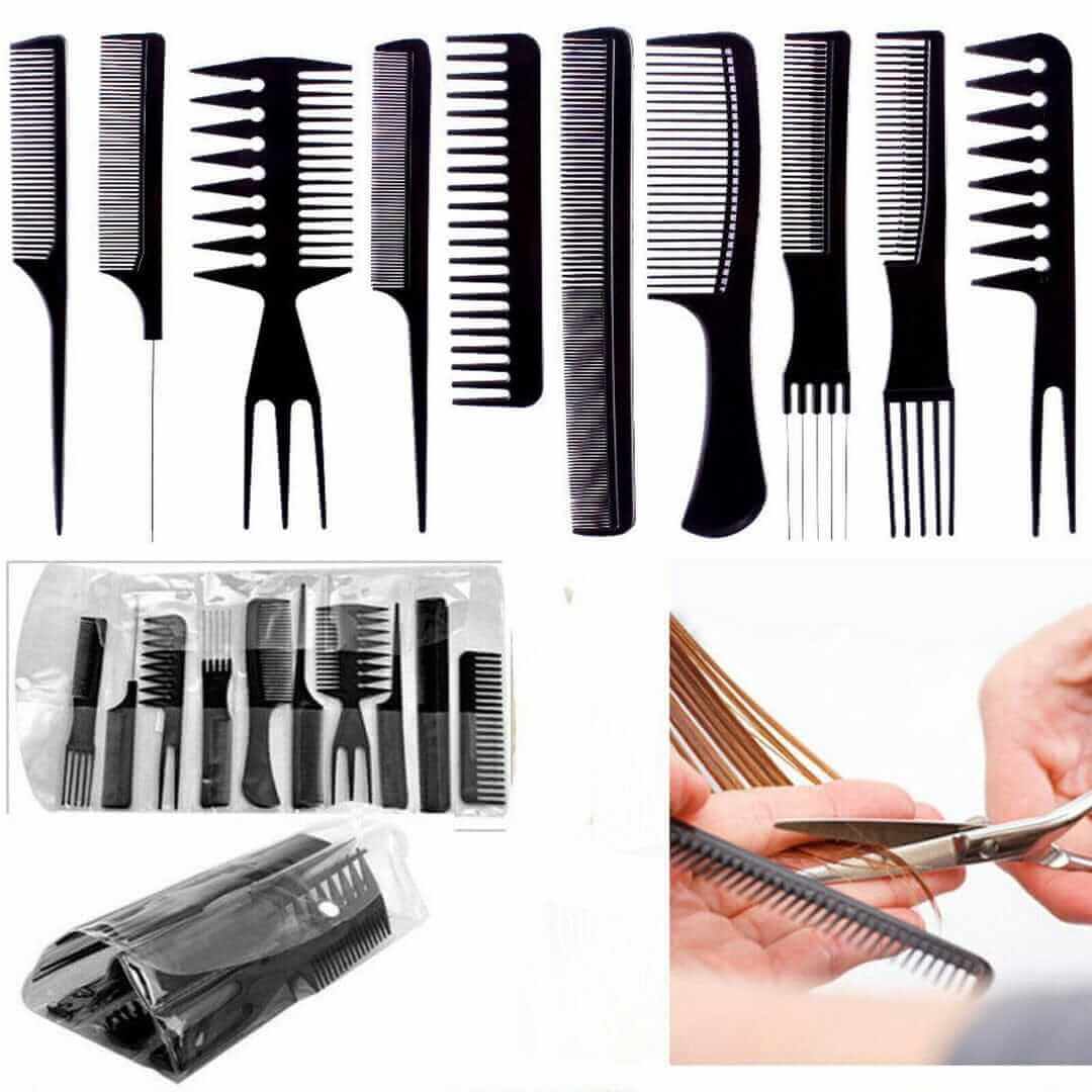 10-Pieces Professional Hair Comb Set – Salon & Home Styling Kit - Aarvana