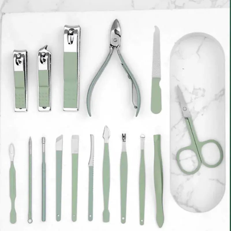16 Piece Manicure Pedicure Kit (Professional Nail Care Set) - Aarvana