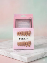 Rose Gold Cat-Eye Press-On Nails (24 Pcs) with Glue Stickers