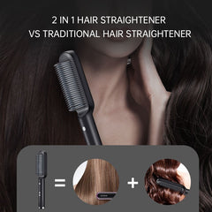 2 in 1 Hair Straightener Brush – Straight & Curl Styling Comb - Aarvana