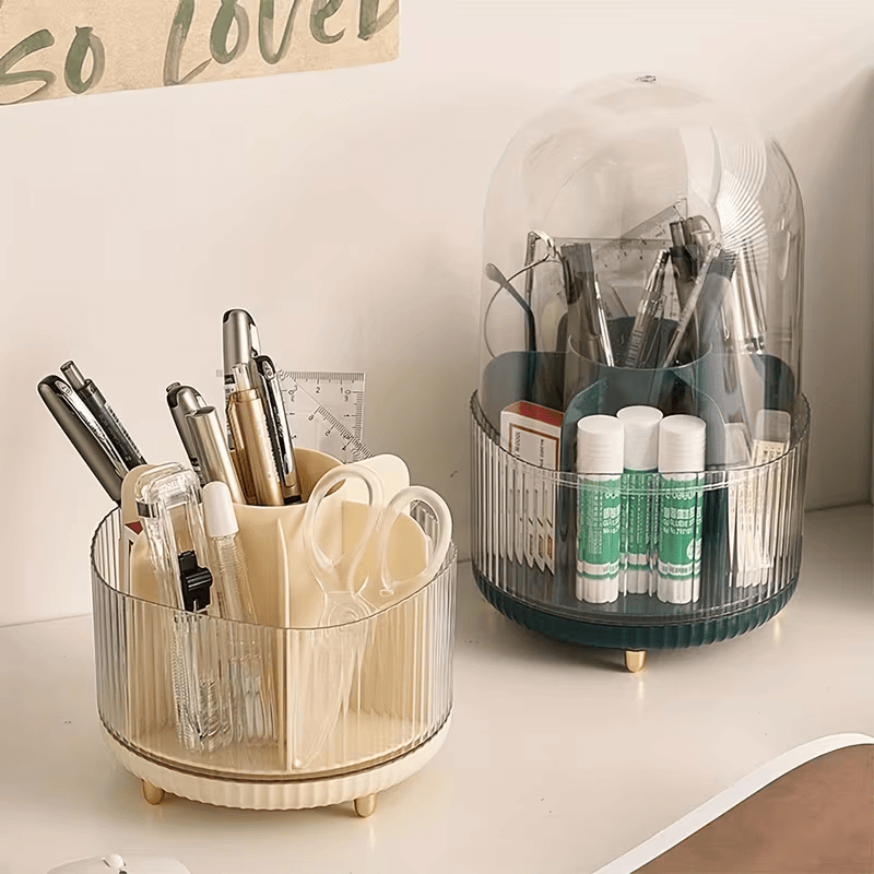 360° Rotating Makeup & Skincare Organizer with Dustproof Cover