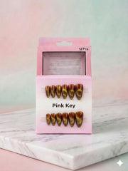 Caramel Gold Cat-Eye Press-On Nails (24Pcs) with Glue Stickers