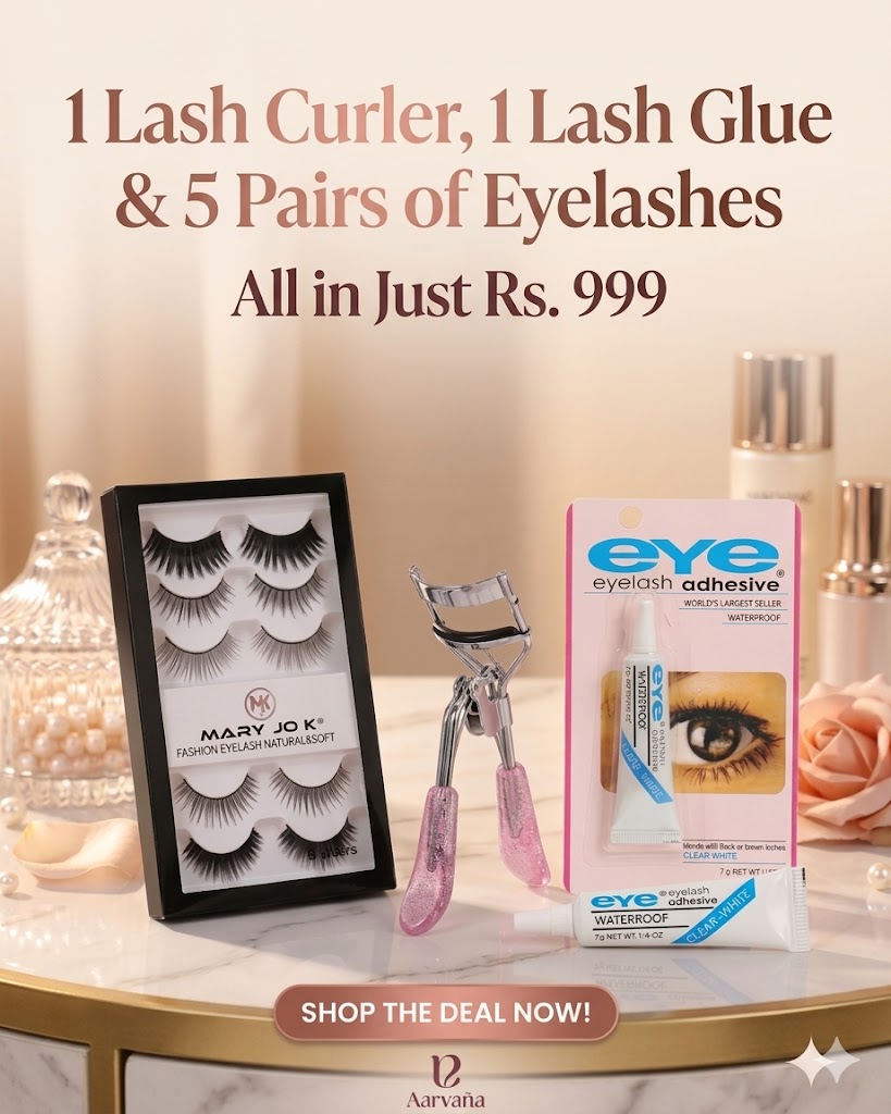 Complete Eyelash Kit – 5 Pairs + Glue + Curler