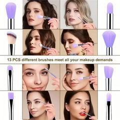 13 Pcs Color Makeup Brush Set Soft hair Loose Powder Eyeshadow Concealer Contour Eyeliner brush Foundation Beauty Cosmetic tools For Women & Girls
