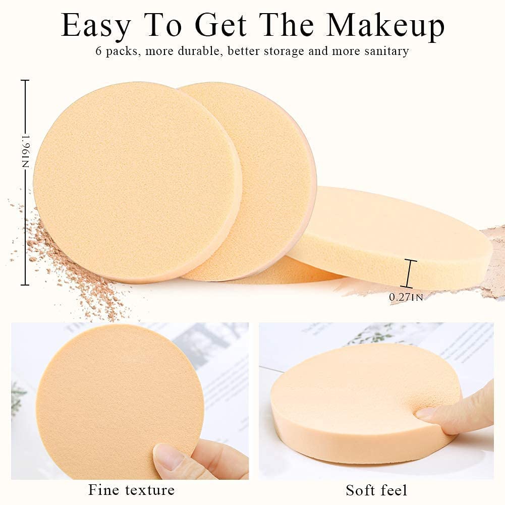 Pack of 2 Round Soft Makeup Sponge Facial Powder Puff for Loose Powder