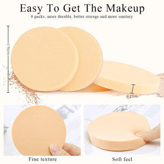Pack of 2 Round Soft Makeup Sponge Facial Powder Puff for Loose Powder