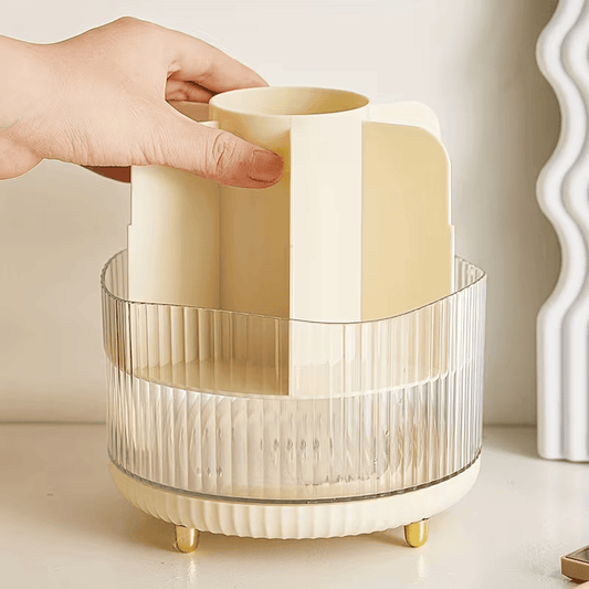 360° Rotating Makeup & Skincare Organizer with Dustproof Cover