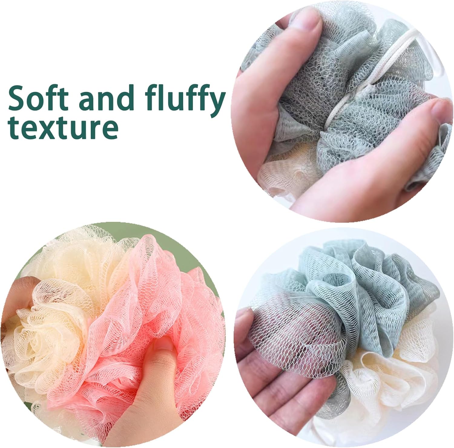 Pack Of 3 Shower Loofah Bath Sponge – Body Scrubber Random Color