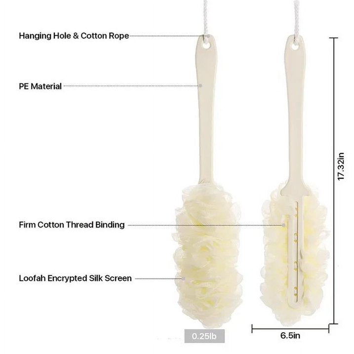 Pack of 2 Bath Loofah & Back Scrubber With Long Handle