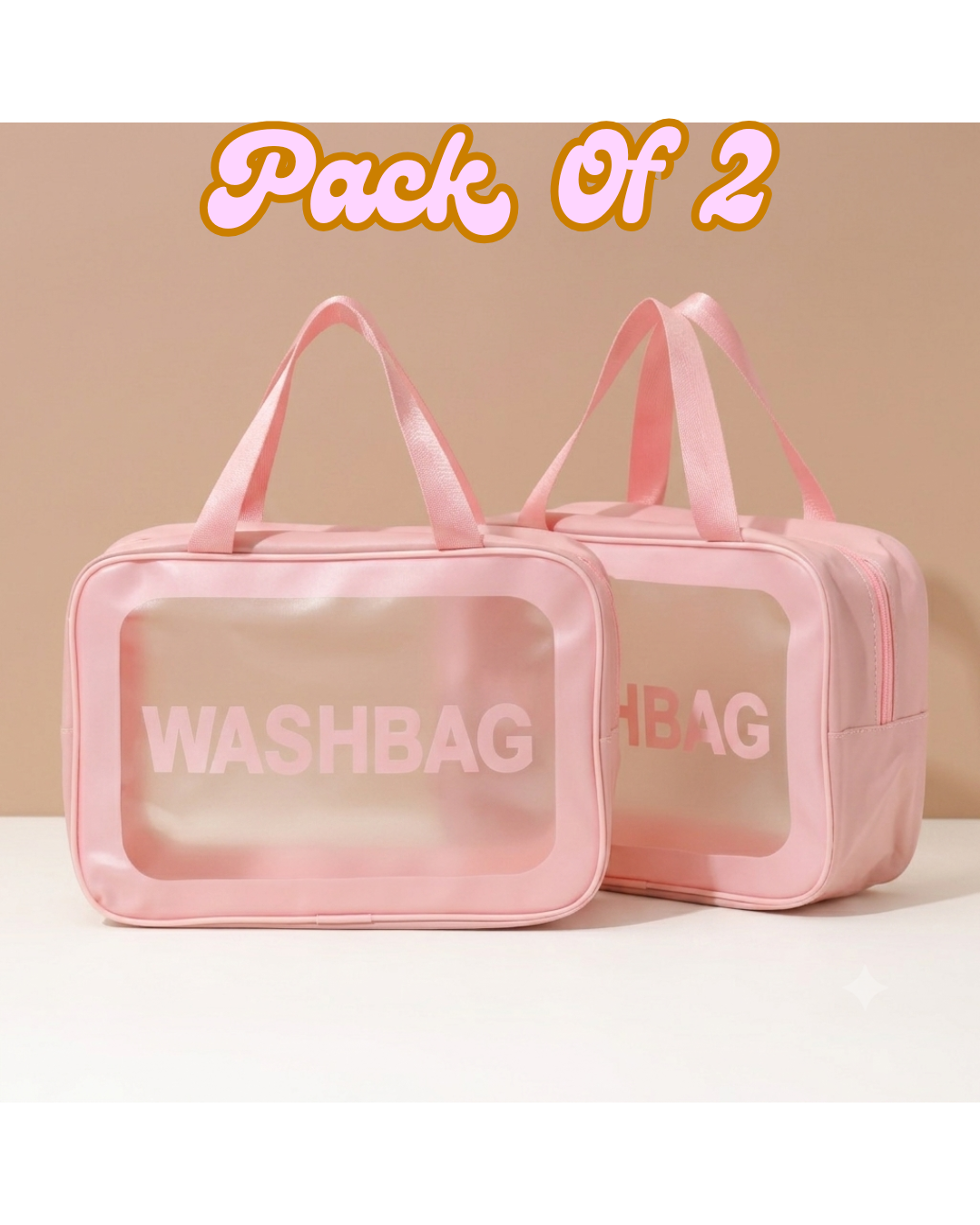 Pack Of 2 Zipper Cosmetic Travel bag - Assorted Color