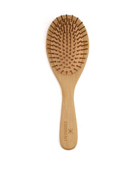 2-Pieces Natural Bamboo Hair Brush Set with Wooden Bristles | Paddle & Oval Design