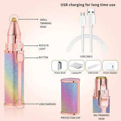 Ladies Electric Facial Hair Remover Eyebrow & Upper Lip Trimmer With 2 Heads