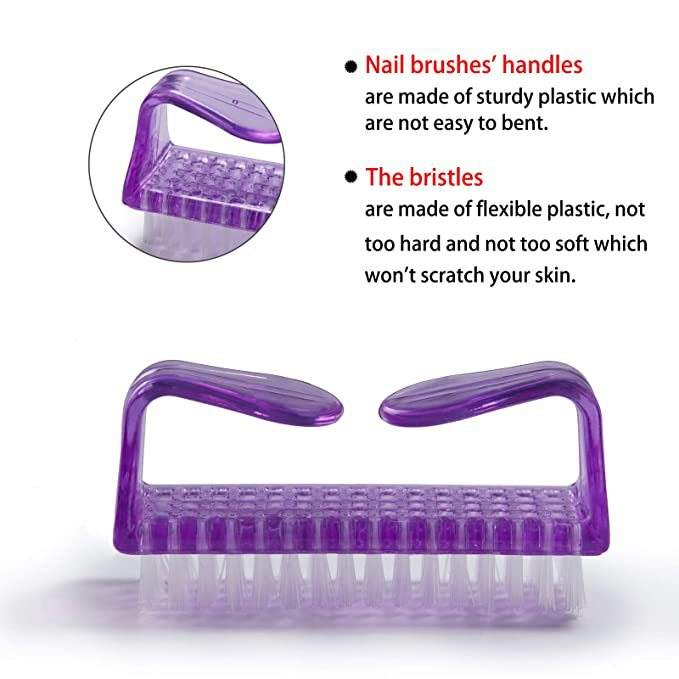 Pack Of 2 Handle Grip Nail Brush Fingernail Scrubbing Cleaning Brush for Toes and Nails Cleaner