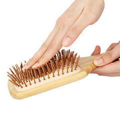 2-Pieces Natural Bamboo Hair Brush Set with Wooden Bristles | Paddle & Oval Design