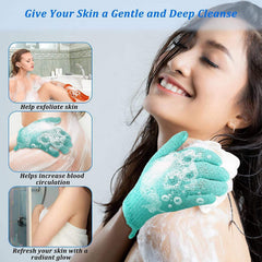 2 Pcs Exfoliating Bath Gloves – Deep Skin Cleansing & Dead Skin Remover Scrubber Mitts