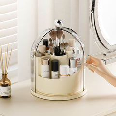 360° Rotating Makeup & Skincare Organizer with Dustproof Cover