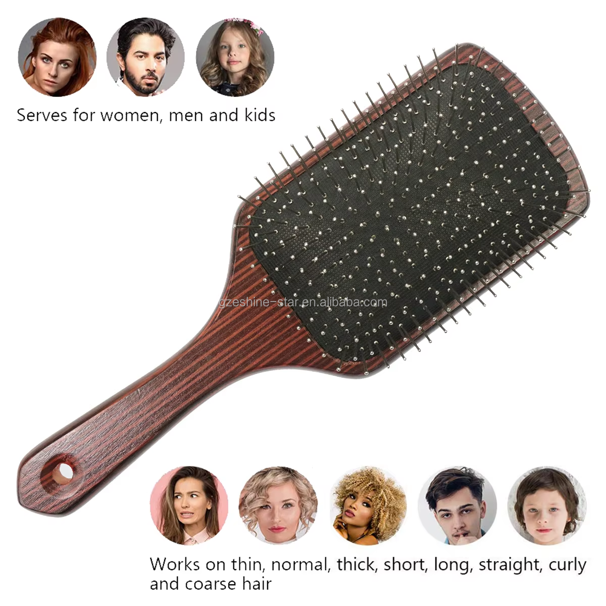 Wooden Hair Brush Anti-Hair Fall  – Scalp Massage & Detangling