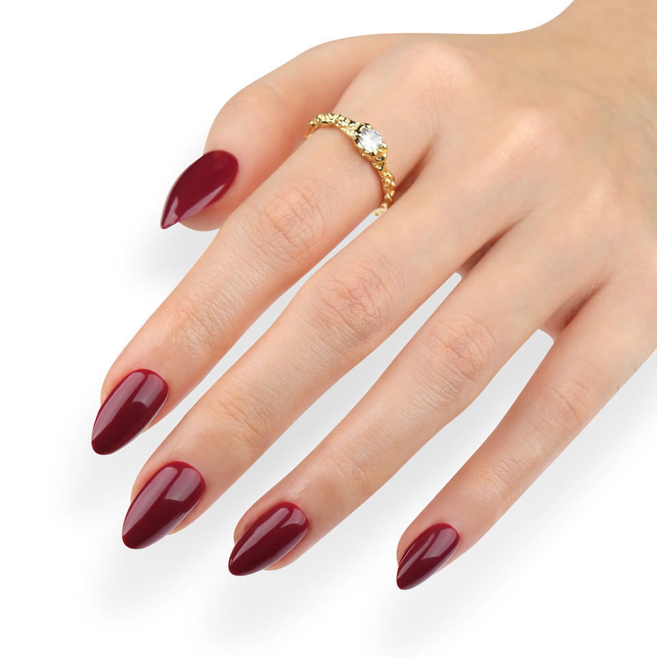 Artificial Nails | Glossy Wine Red Almond Press-On Nails (12 Pcs)