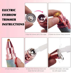 Ladies Electric Facial Hair Remover Eyebrow & Upper Lip Trimmer With 2 Heads