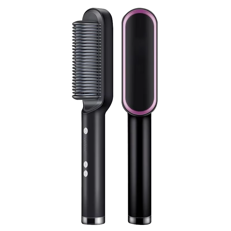 2 in 1 Hair Straightener Brush – Straight & Curl Styling Comb