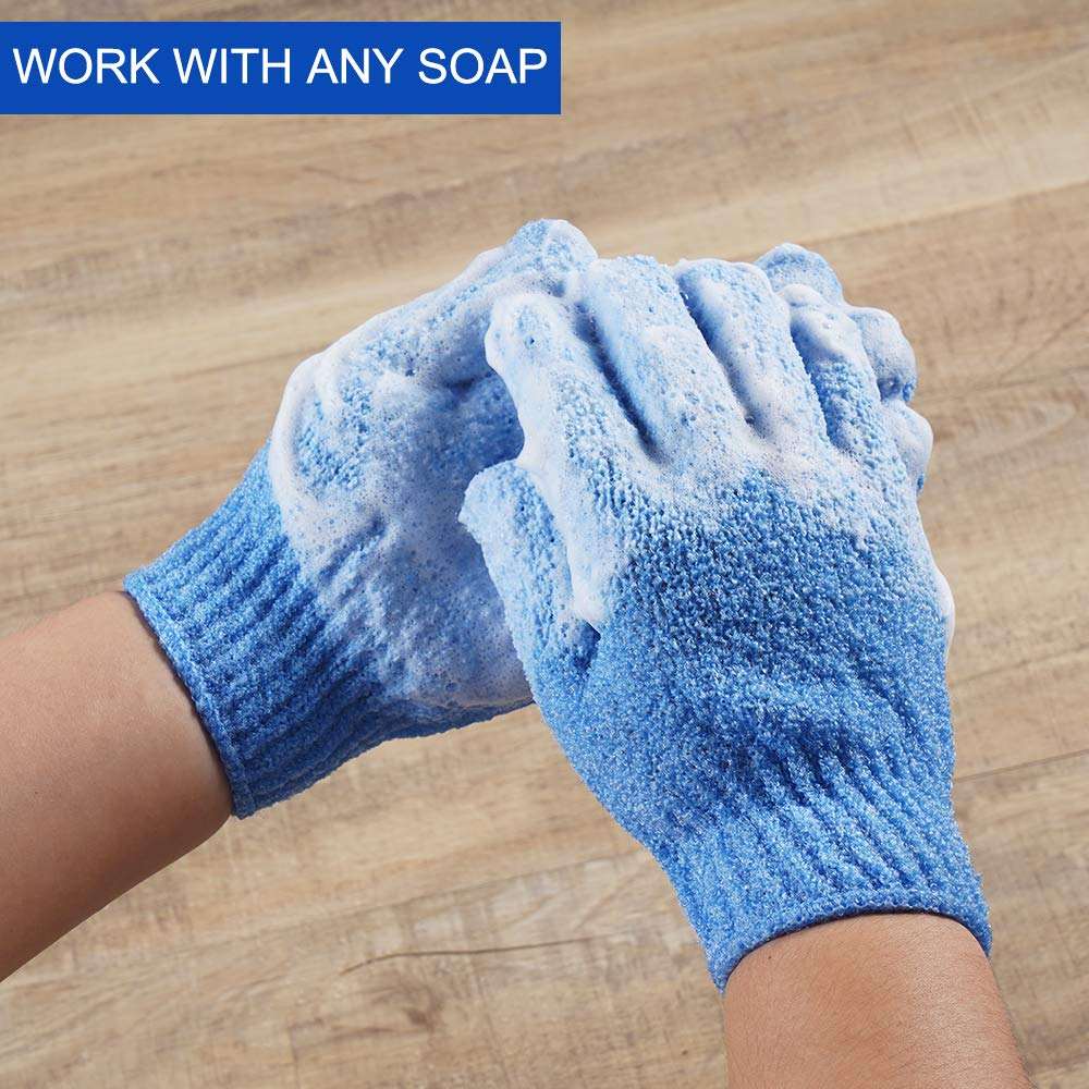 2 Pcs Exfoliating Bath Gloves – Deep Skin Cleansing & Dead Skin Remover Scrubber Mitts