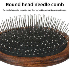 Wooden Oval Hair Brush with Steel Bristles