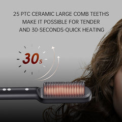 2 in 1 Hair Straightener Brush – Straight & Curl Styling Comb