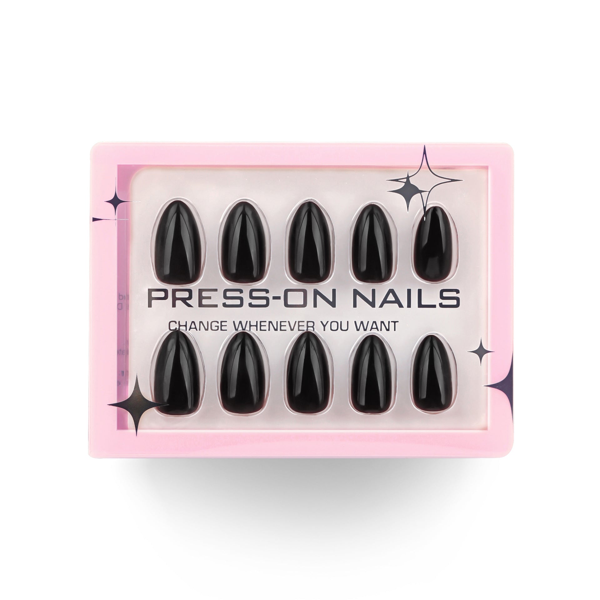 Artificial Nails | Glossy Black Almond Press-On Nails (12 Pcs)