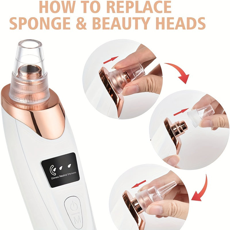 Blackhead Remover – Deep Pore Cleaner Vacuum | Electric Acne & Whitehead Removal Device (3 Modes, 4 Heads)