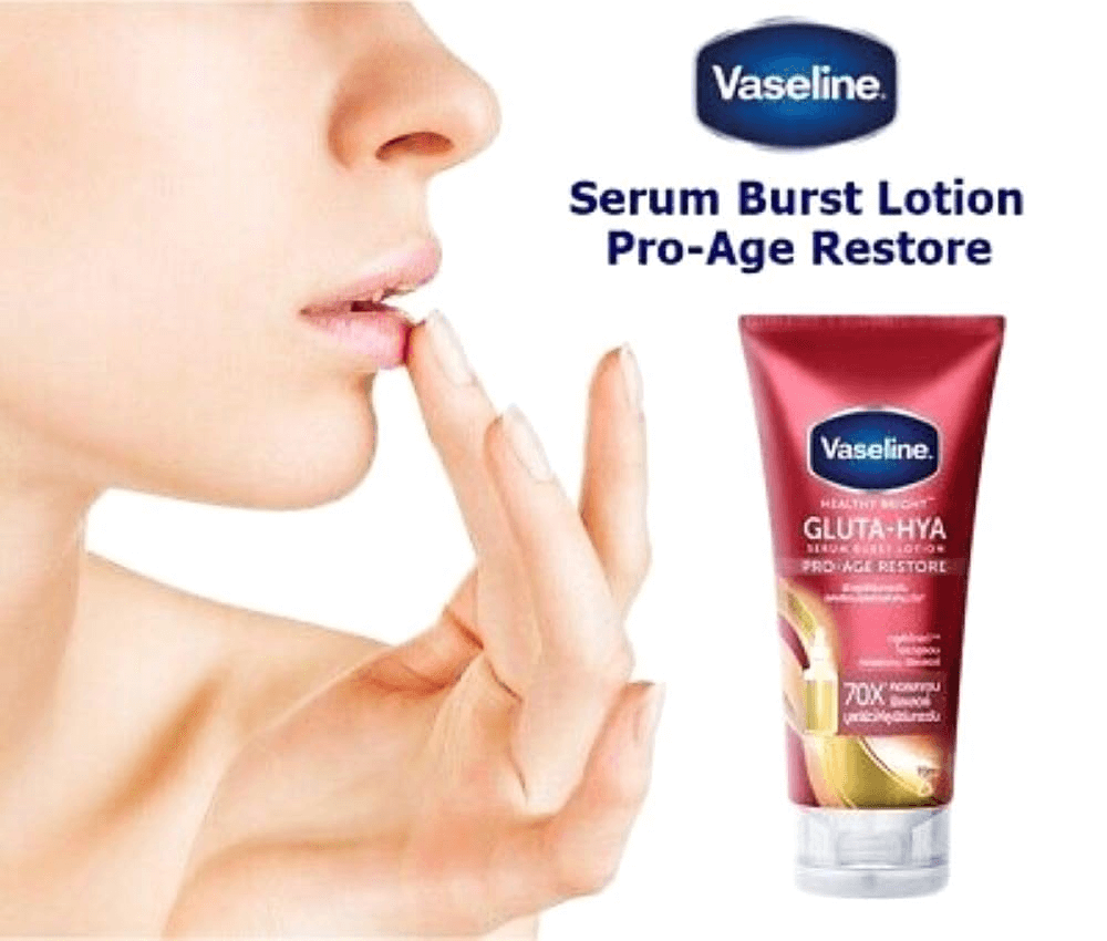Vaseline Serum Burst Lotion Pro-Age Restore with a hand applying lotion to lips.
Vaseline Gluta-Hya Pro Age Restore Lotion 300ml

Vaseline Gluta Hya Serum Burst Lotion for Bright Skin

Vaseline Healthy Bright Gluta Hya Pro-Age Restore Lotion

Vaseline Gluta Hya Body Lotion 300ml Original

Vaseline Gluta Hya Anti-Aging Lotion Pakistan

🔍 Keywords Pakistani Users Commonly Search