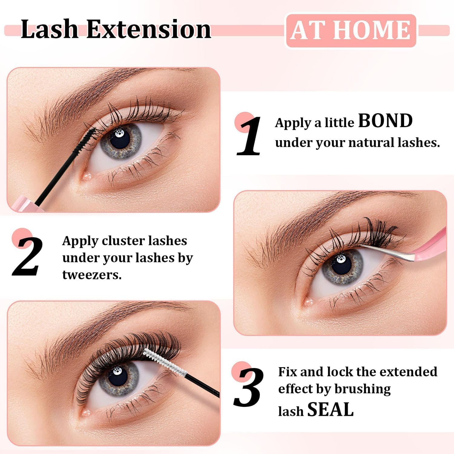 Cluster Eyelashes Kit with Applicator (DIY Lash Extensions) - Aarvana