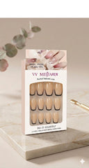 Dark Pink French Nails with Black Tips – 12 Pcs Press-On Nails with 12 Glue Stickers