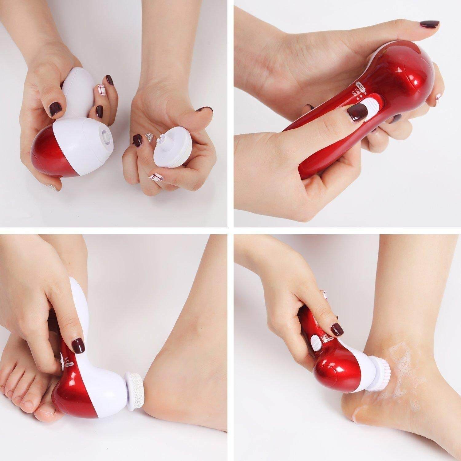 Electric Facial Cleansing Brush With 11 Heads | Body Massage & Pedicure Brush Set - Aarvana