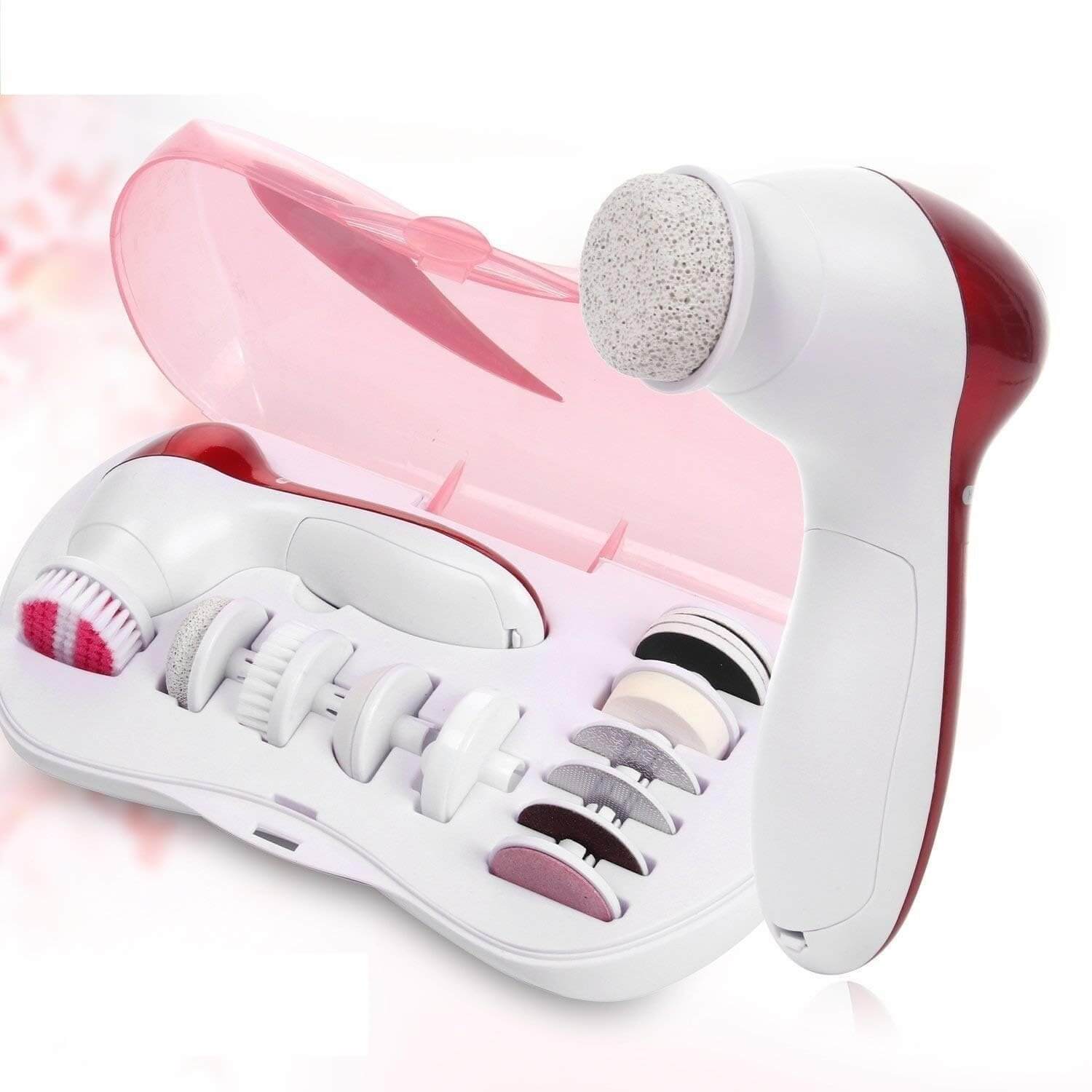 Electric Facial Cleansing Brush With 11 Heads | Body Massage & Pedicure Brush Set - Aarvana