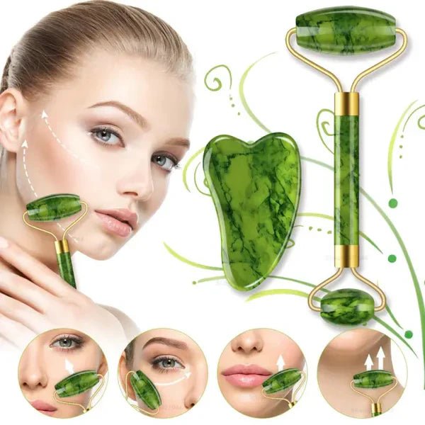 Facial Beauty - Pack Of Jade Face Roller & Gua Sha - Aarvana