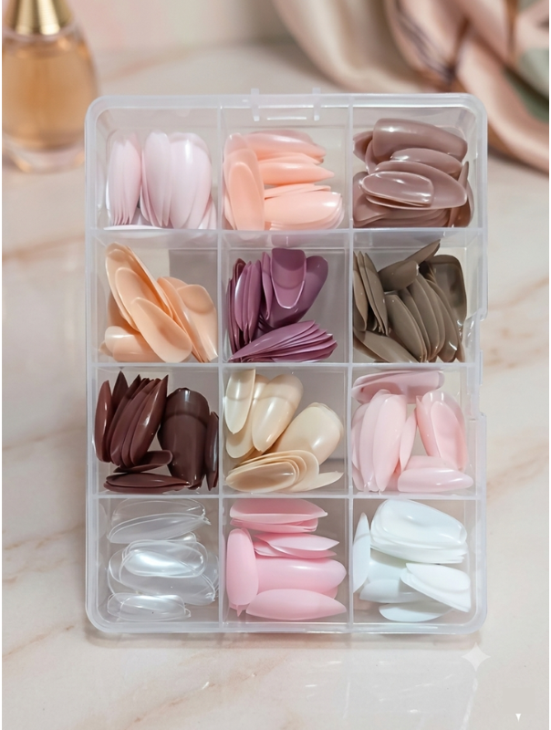 240 Pcs Almond Press-On Nail Tips – Multi-Color