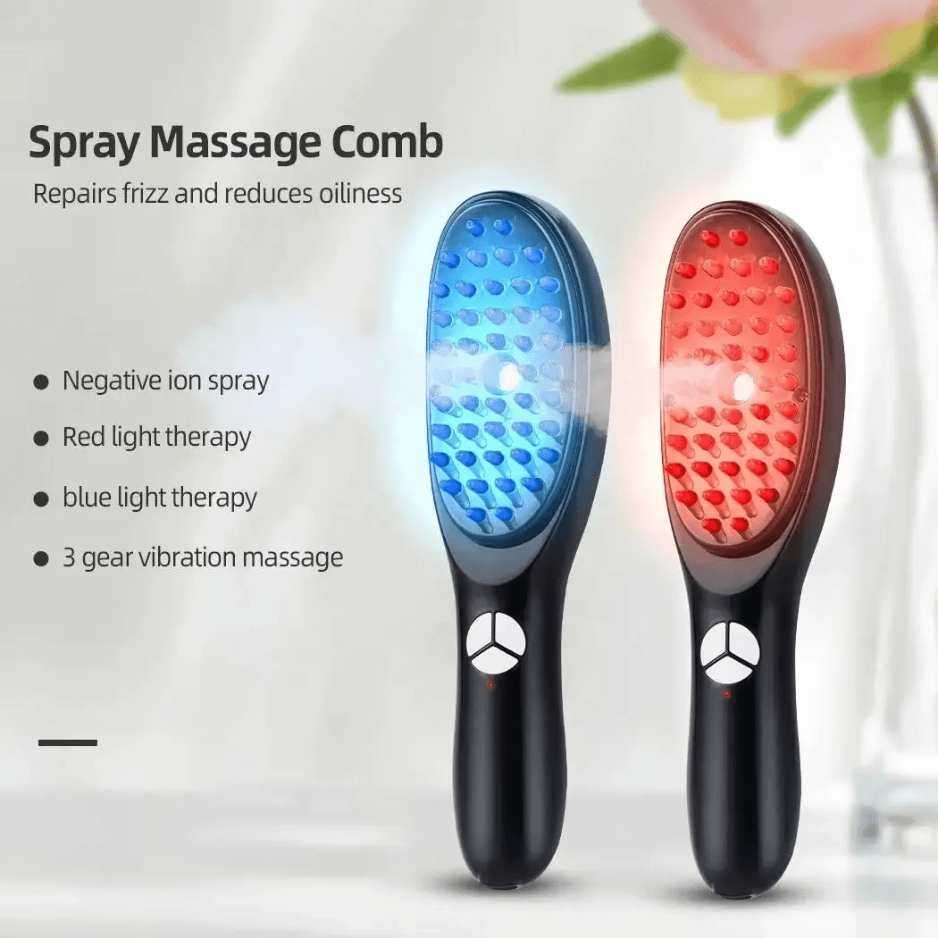 Hair Growth LED Brush for Men & Women with Red & Blue Light Therapy - Aarvana