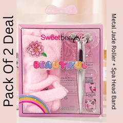 2 in 1 Metal Jade Roller & Spa Headband Set